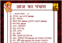 24 अगस्त का पंचांग